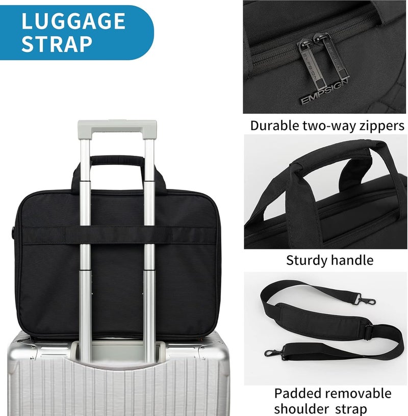 EMPSIGN 17.3 Inch Laptop Bag, Large Capacity Expandable Travel Briefcase for Women & Men Business Office, Water-Repellent Laptop Case Computer Bag with RFID Pockets, Black - Image 5